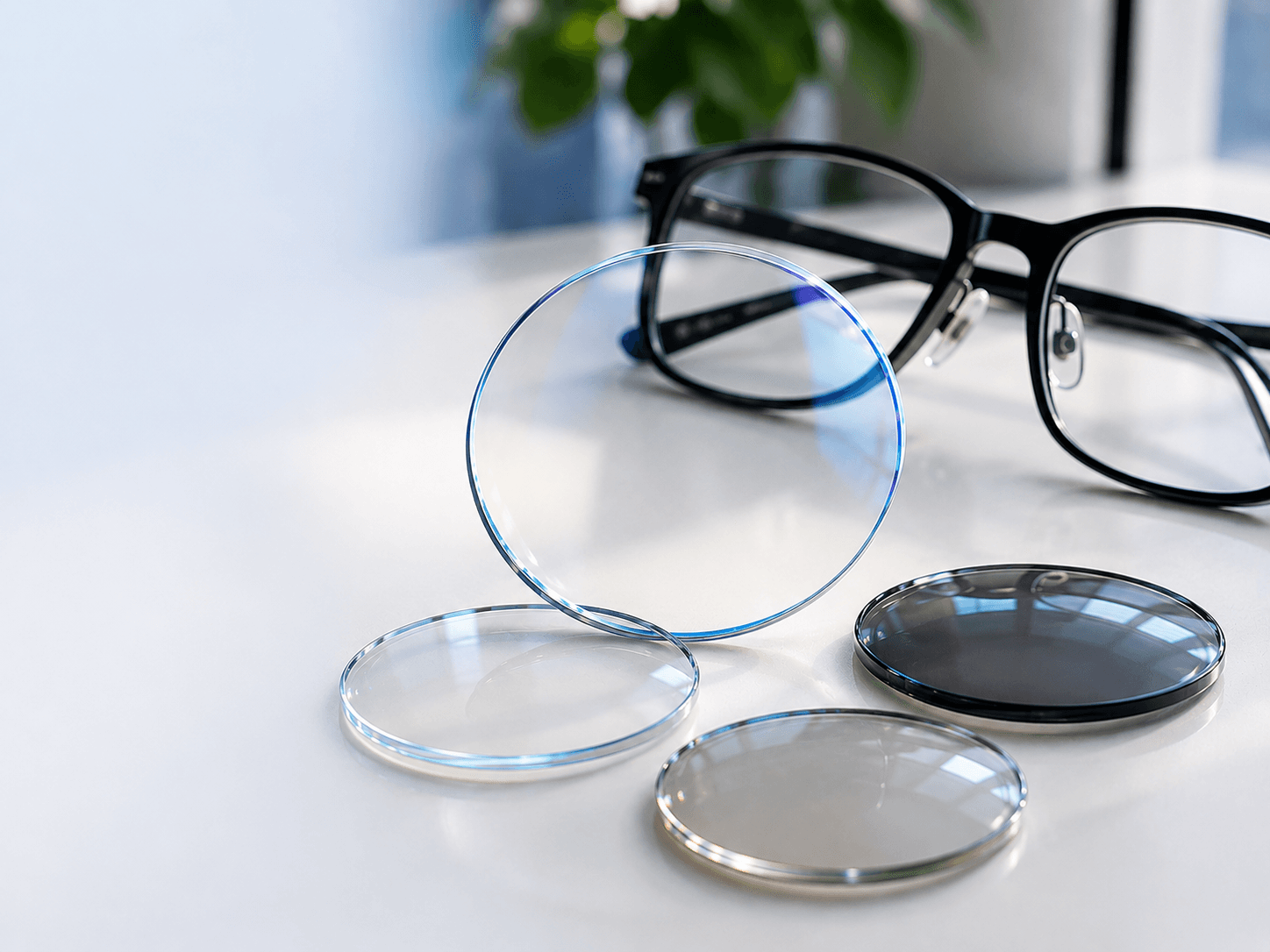 Close-up of premium spectacle lenses