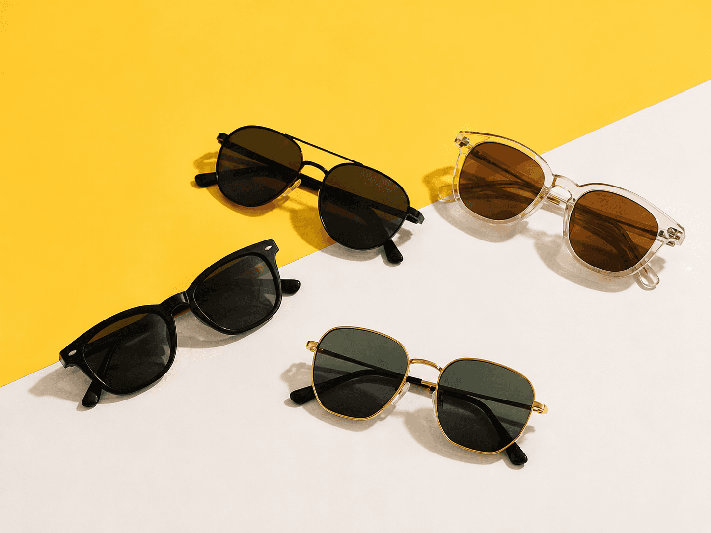 Branded sunglasses on display