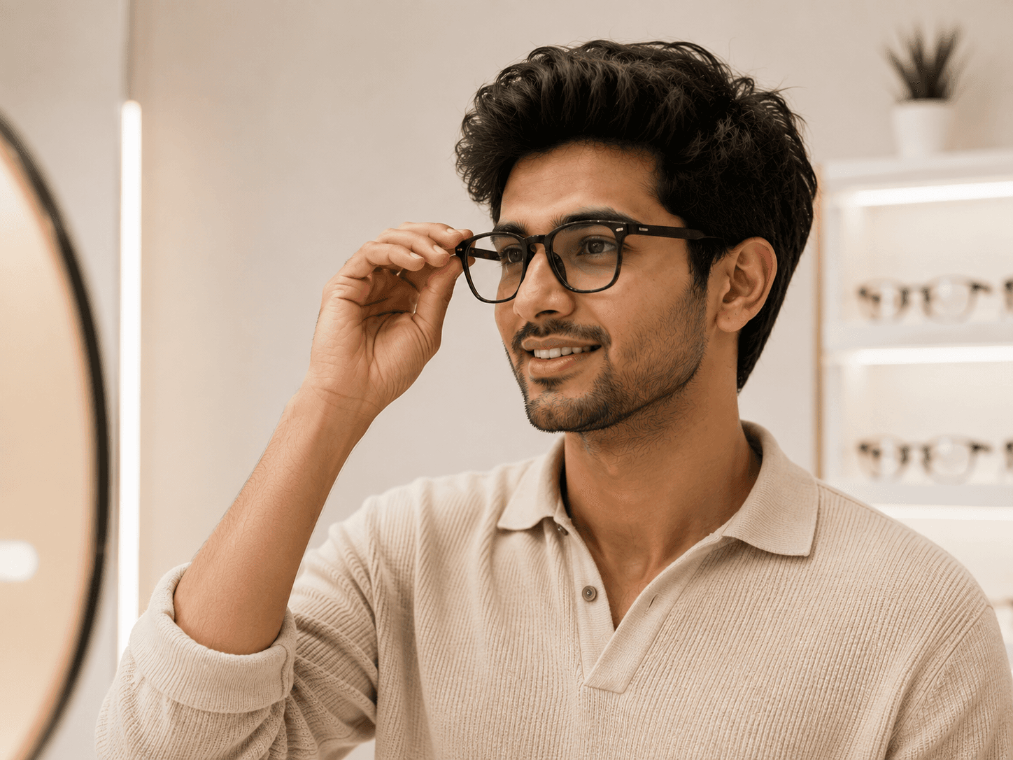Sophisticated optical eyewear display with premium frames